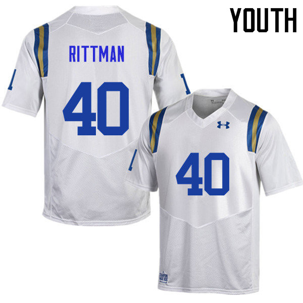 Youth #40 Justin Rittman UCLA Bruins Under Armour College Football Jerseys Sale-White - Click Image to Close
